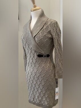 Calvin Klein Cable-Knit Shawl Collar Women's Sweater Dress